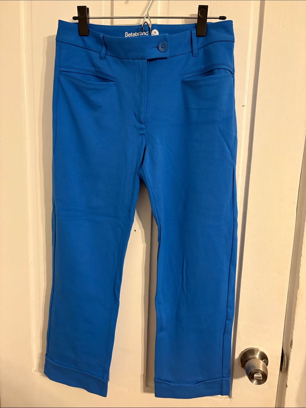 Betabrand Cropped Stretch Pants in Cobalt Blue